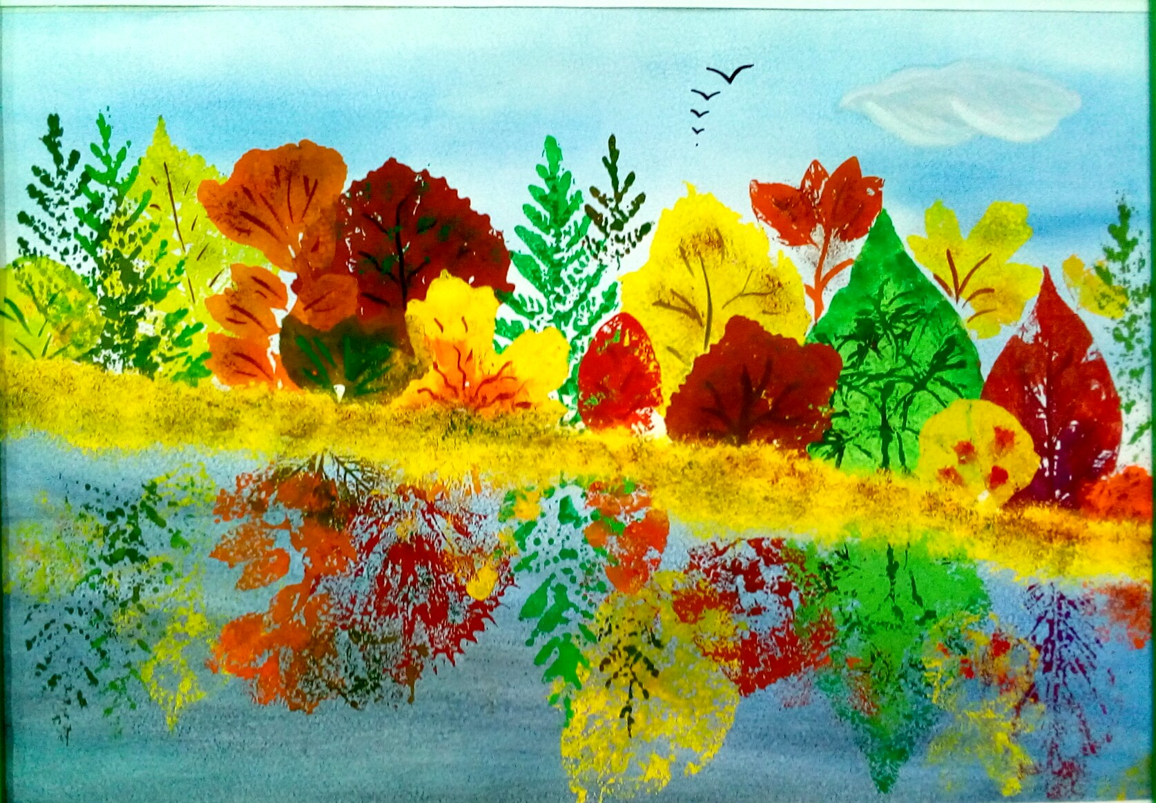 Отпечатки листьев в детском саду